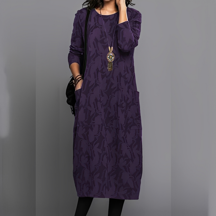 Sébastienne - Robe d'hiver décontractée à col rond pour femmes