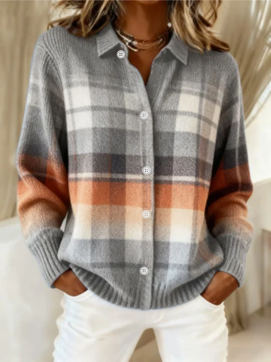 Elena™ – Blouse à capuche à carreaux en tons doux