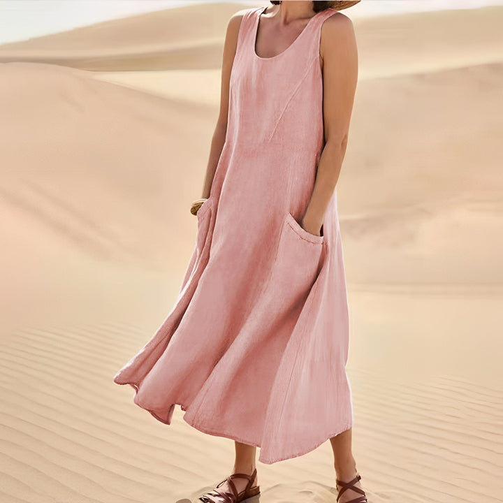 Connie - Robe décontractée sans manches avec poches pour femme