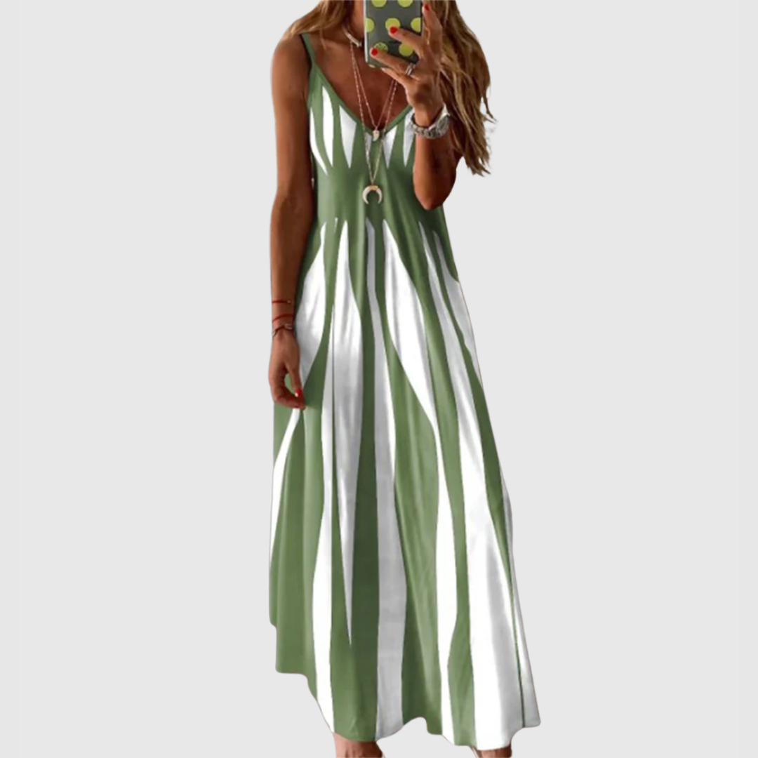 Ariella - Robe Maxi Sans Manches à Rayures Chic