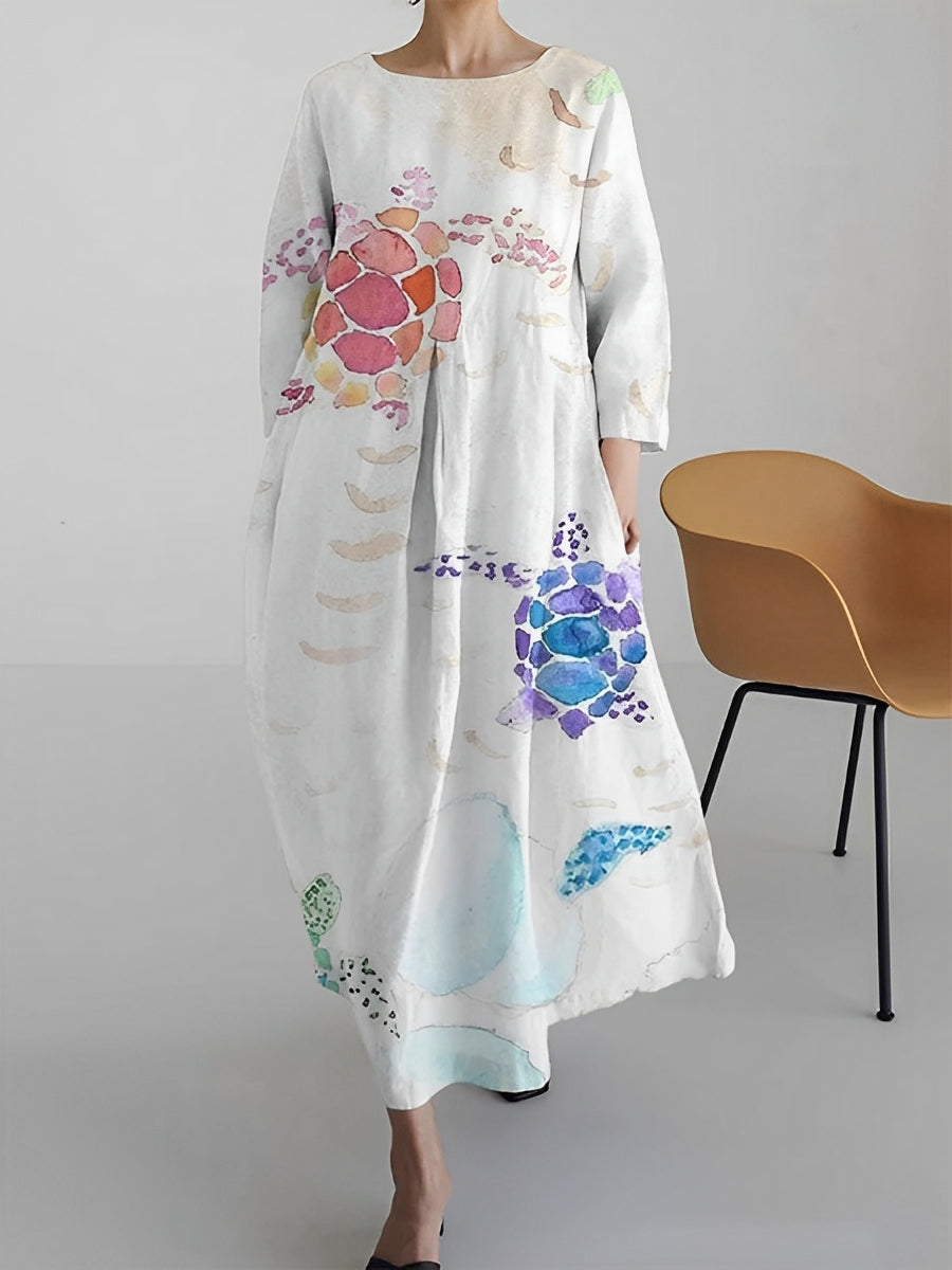 Claudia - Robe multicolore à manches mi-longues pour femmes