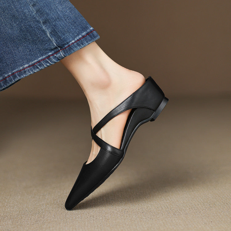 Hannah - Mules décontractées en cuir lavé pour femme