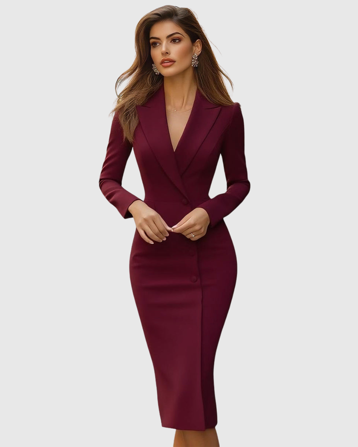 Shane – Robe Midi Élégante avec Silhouette Structurée