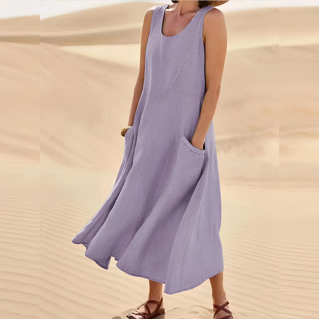 Connie - Robe décontractée sans manches avec poches pour femme