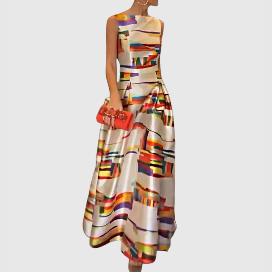 Ashlynn - Robe de Soirée Sans Manches avec Plis et Col Rond Chic