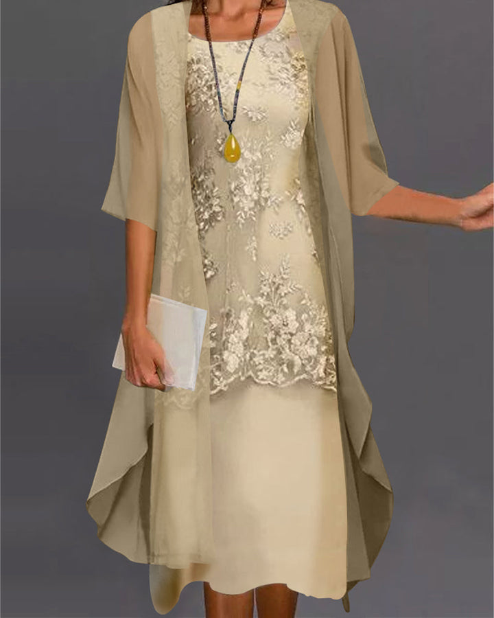 Chona - Robe en Georgette Élégante à Deux Pièces
