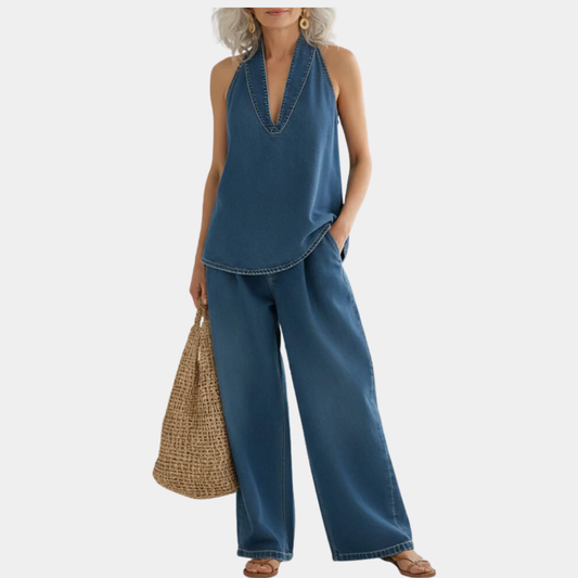 Saylor - Ensemble de Deux Pièces en Denim Lavé Vintage