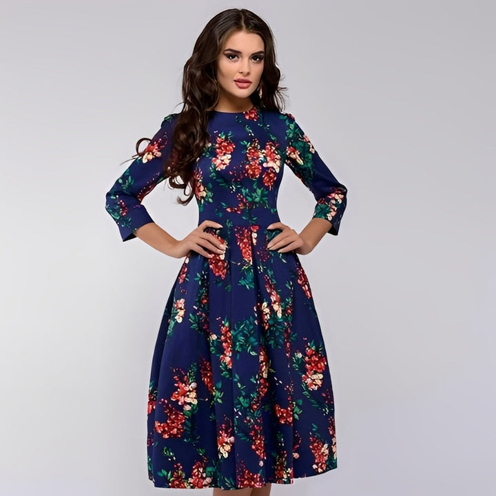 Catherine - Robe A-Ligne élégante avec imprimé floral pour dames