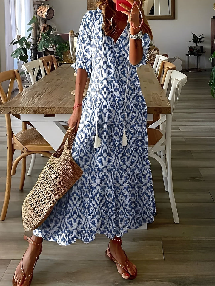 Domitille - Robe élégante à col en V décontractée pour femme