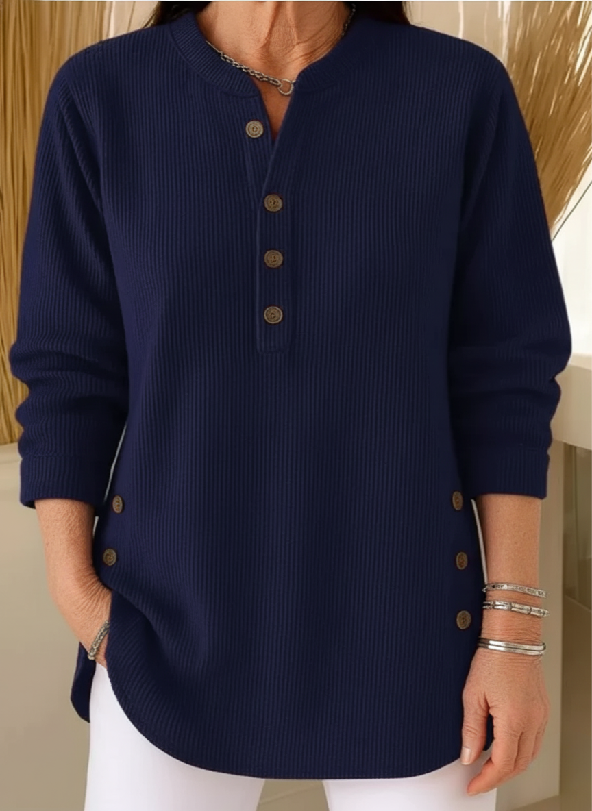 Amelie™ | Haut Henley Décontracté et Élégant