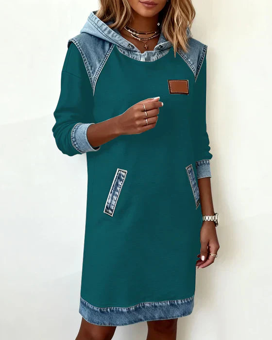 Alexa | Robe à Capuche Contrastée Confortable