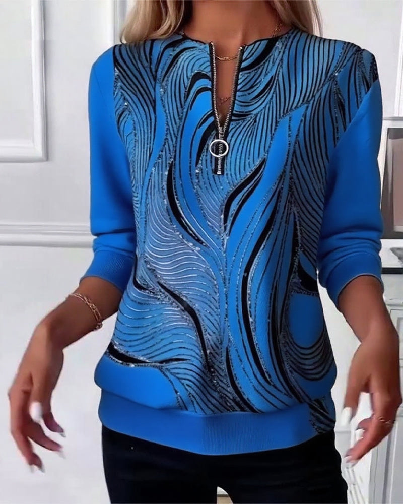Anaïs-Claire | Sweat-shirt zippé imprimé décontracté