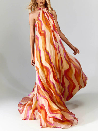 Marlyn - Robe Maxi Sans Dos avec Col Halter