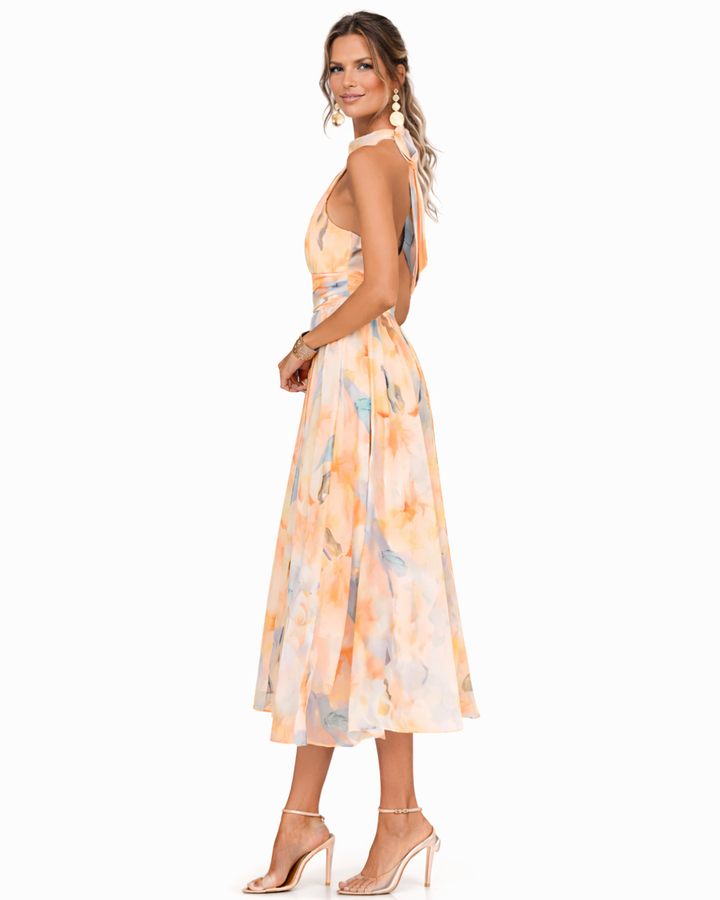 Aurora™ | Robe à col halter avec imprimé aquarelle