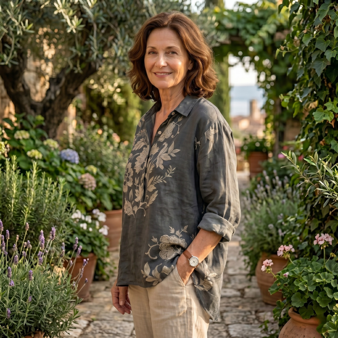 Chiara™ | Blouse en Lin Élégante avec Imprimé Floral