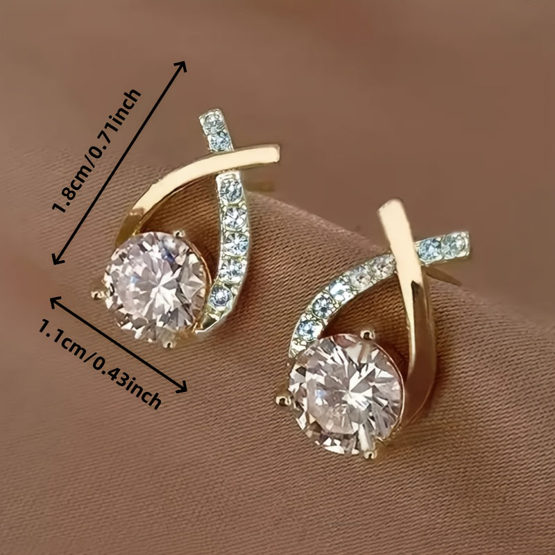 Boucles d'oreilles en zirconium Golden Cross