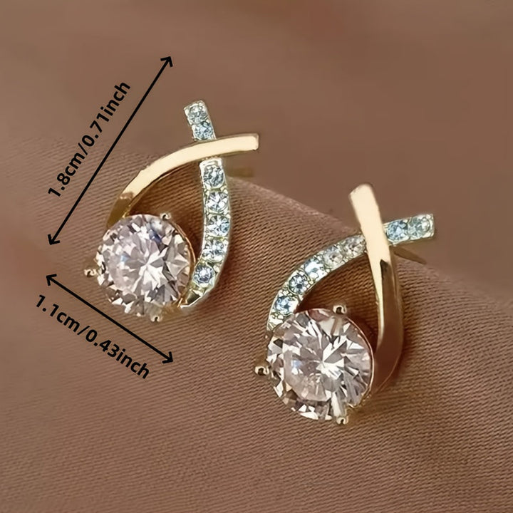 Boucles d'oreilles en zirconium Golden Cross