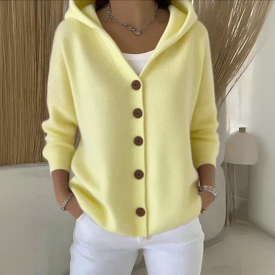 TYRA - GILET À CAPUCHE EN TRICOT