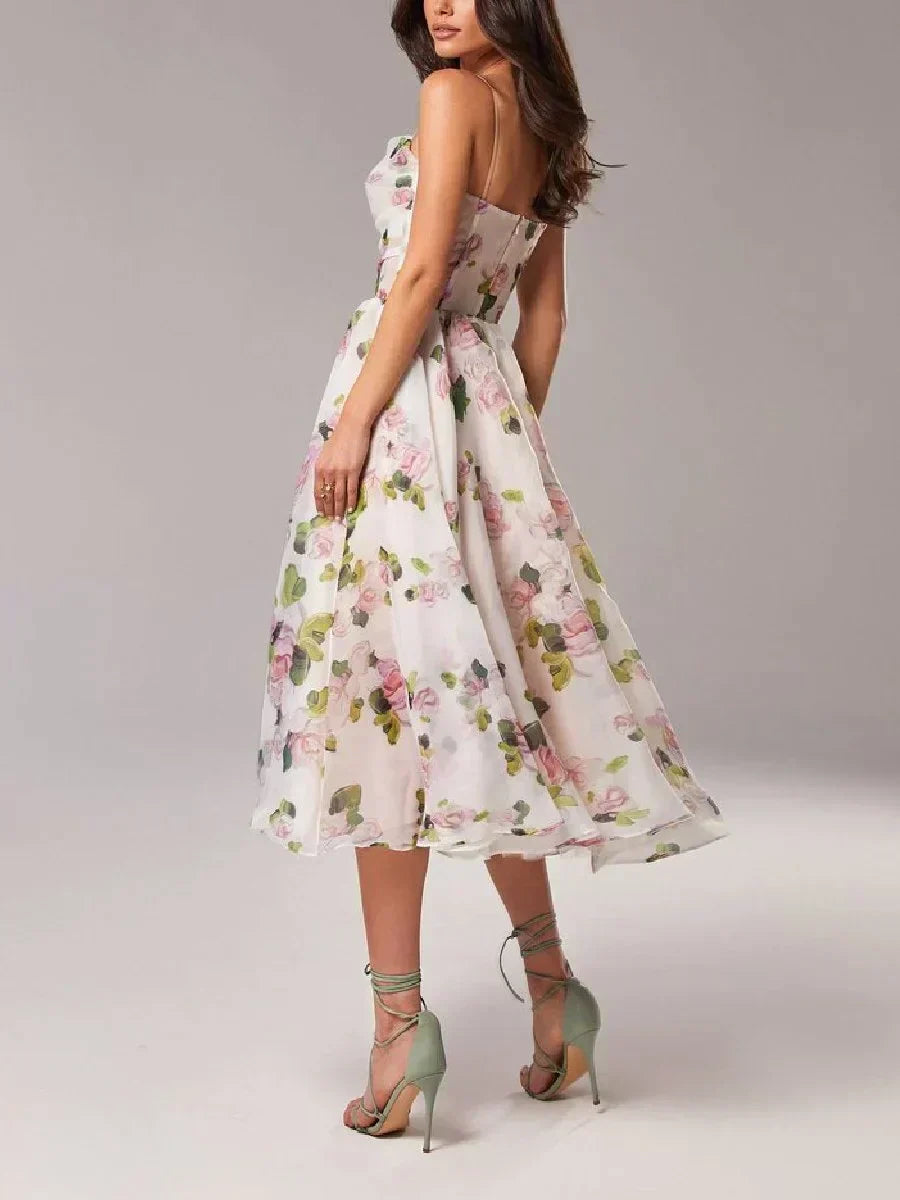 Emilia - Élégant Robe Sans Manches Imprimée
