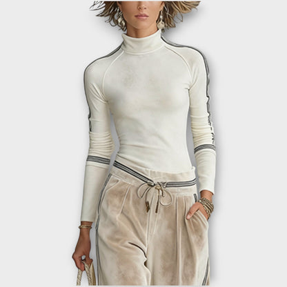 Ensemble de Haut en Maille avec Bord Contrasté et Pantalons Lounge en Velours