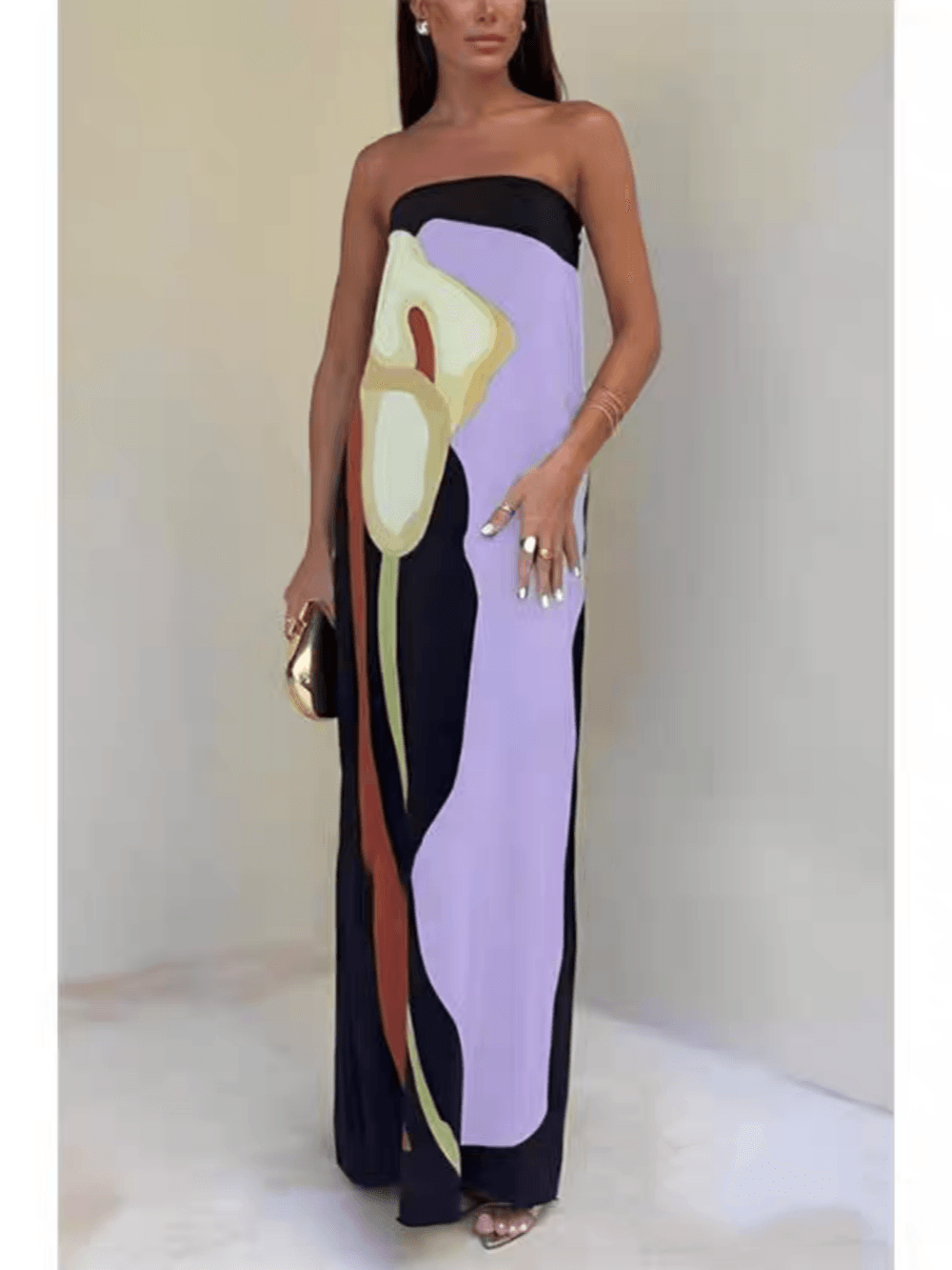 Joan | Robe Maxi de Fête Imprimée Sans Manches au Style Côtier