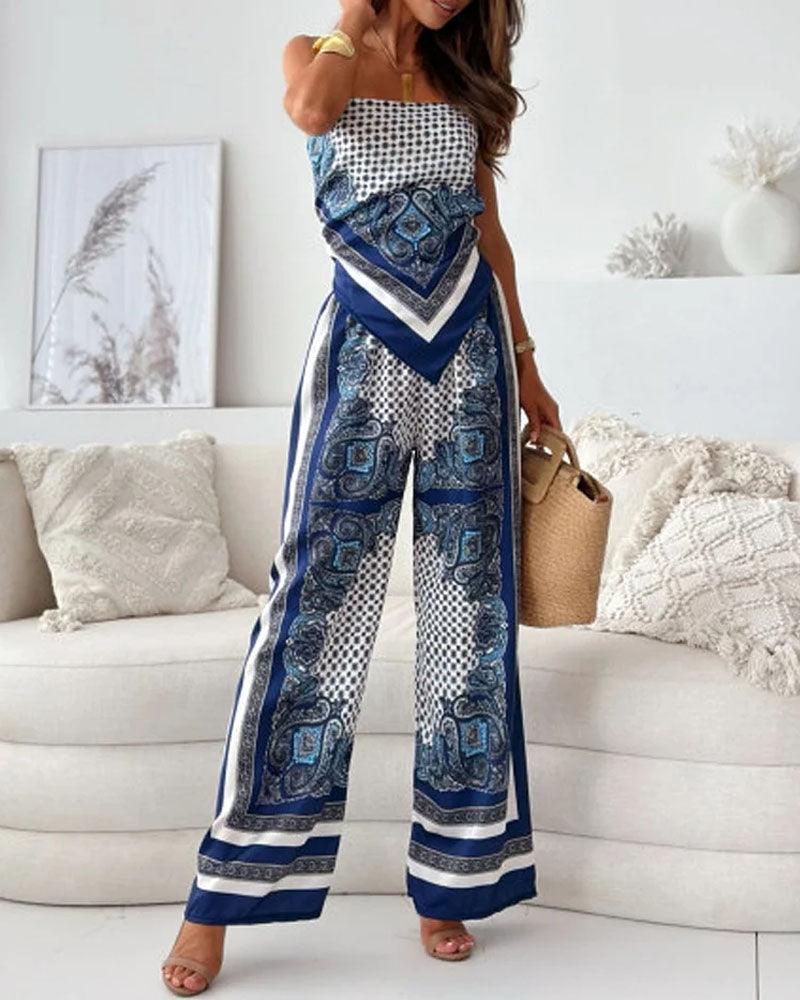 Helen | Ensemble de Vêtements à Deux Pièces avec Haut et Pantalon Élégant Prêt pour les Vacances
