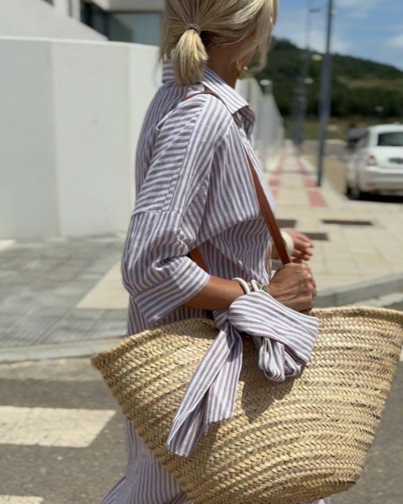 Coby | Robe Chemise en Lin Rayée Classique