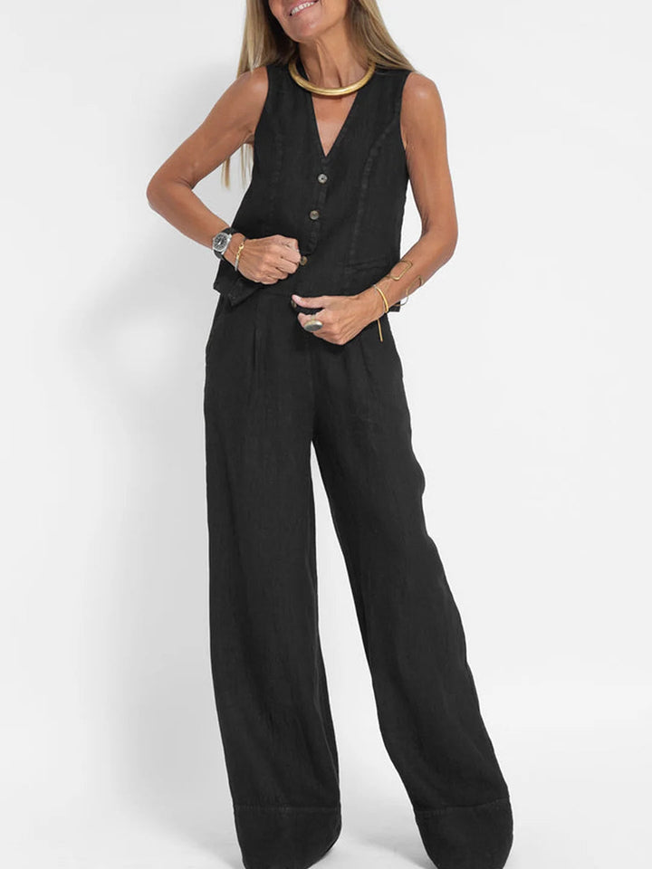 Aira - Ensemble de Gilet Boutonné & Pantalons Amples