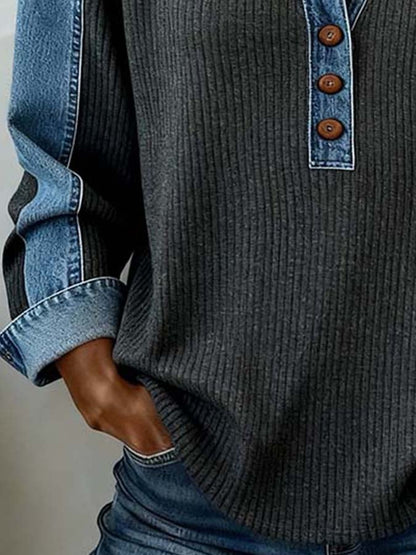 Amarante | Pull Sweatshirt Femme à Manches Contrastées
