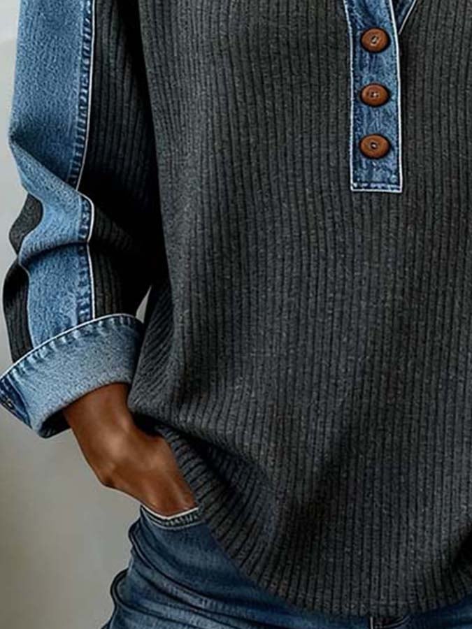 Amarante | Pull Sweatshirt Femme à Manches Contrastées