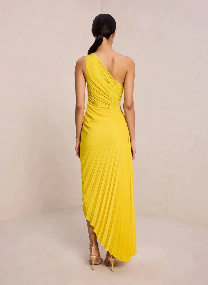 Sylviana - Robe Midi Plissée à Une Épaule