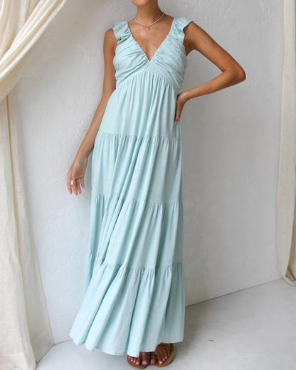 CAPRI - ROBE MAXI À VOLANTS POUR LES VACANCES