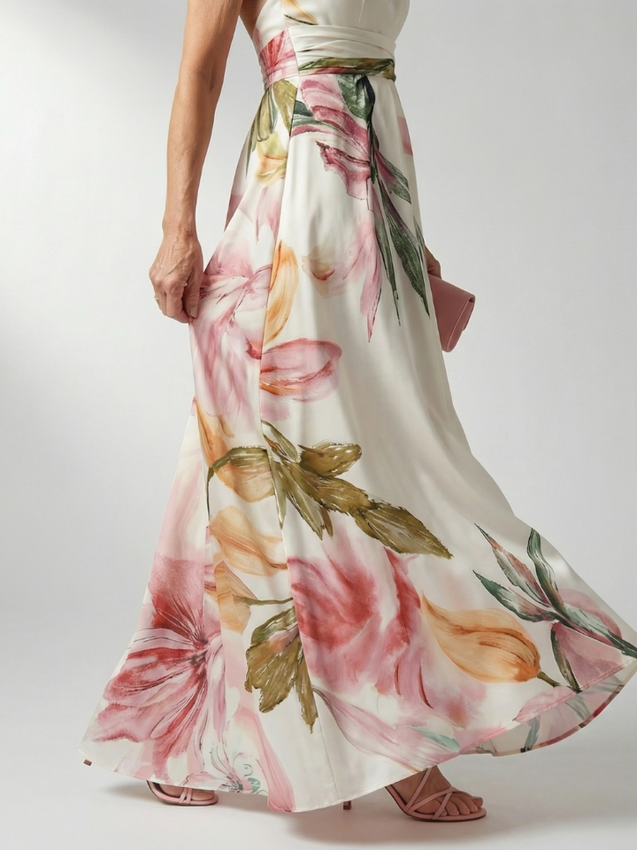 Amiel | Robe Maxi Fleurie Léger - Coupe Américaine Sans Manches