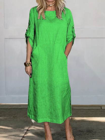 Mia™ - Robe en Lin Simple et Confortable avec Poches
