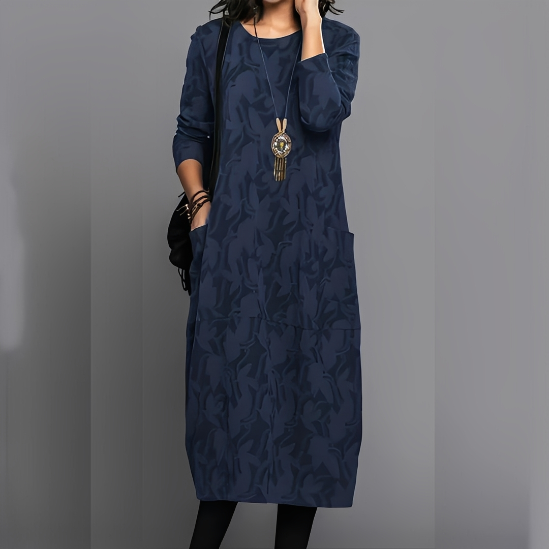 Sébastienne - Robe d'hiver décontractée à col rond pour femmes