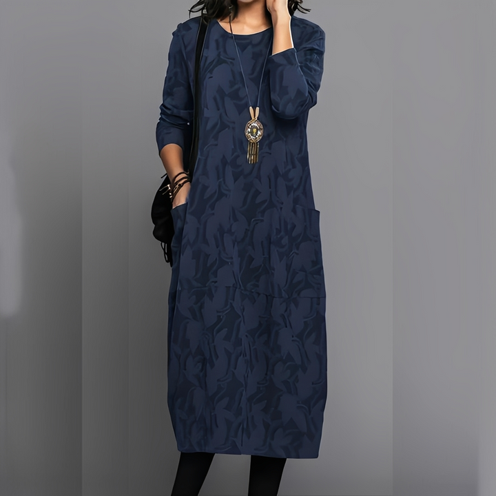 Sébastienne - Robe d'hiver décontractée à col rond pour femmes