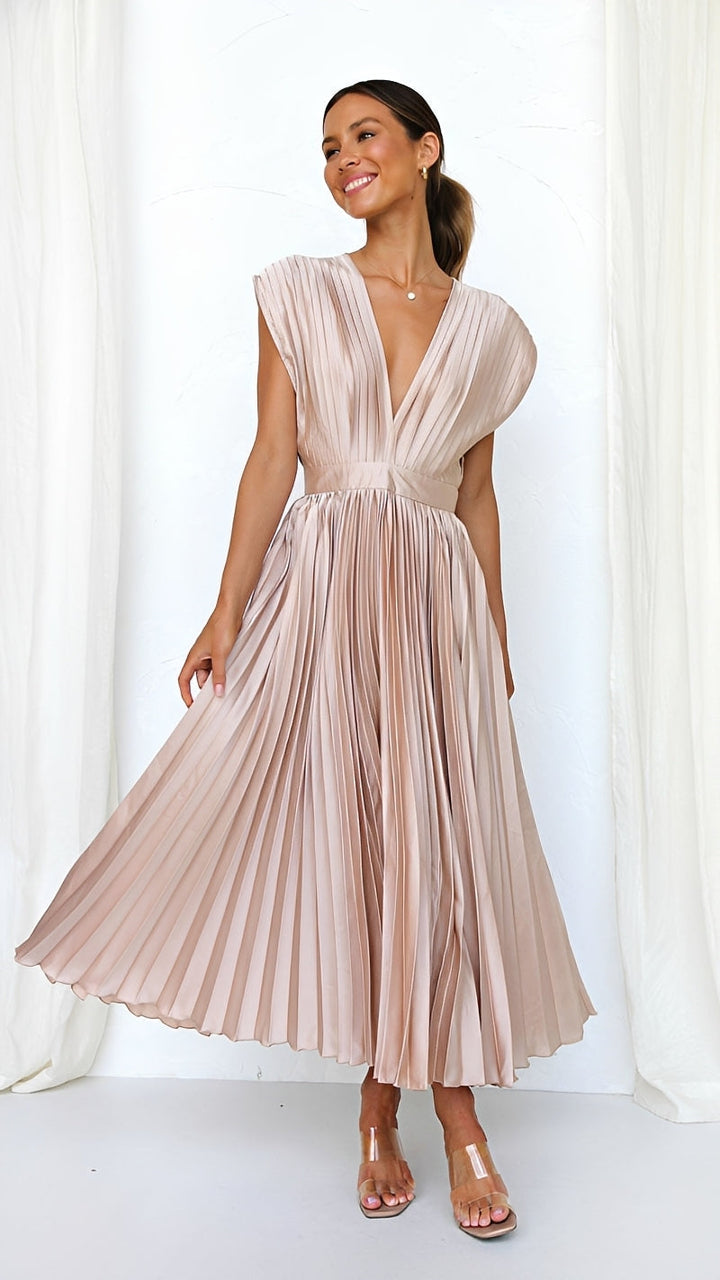 Alexia - Robe midi élégante avec décolleté en V pour femmes