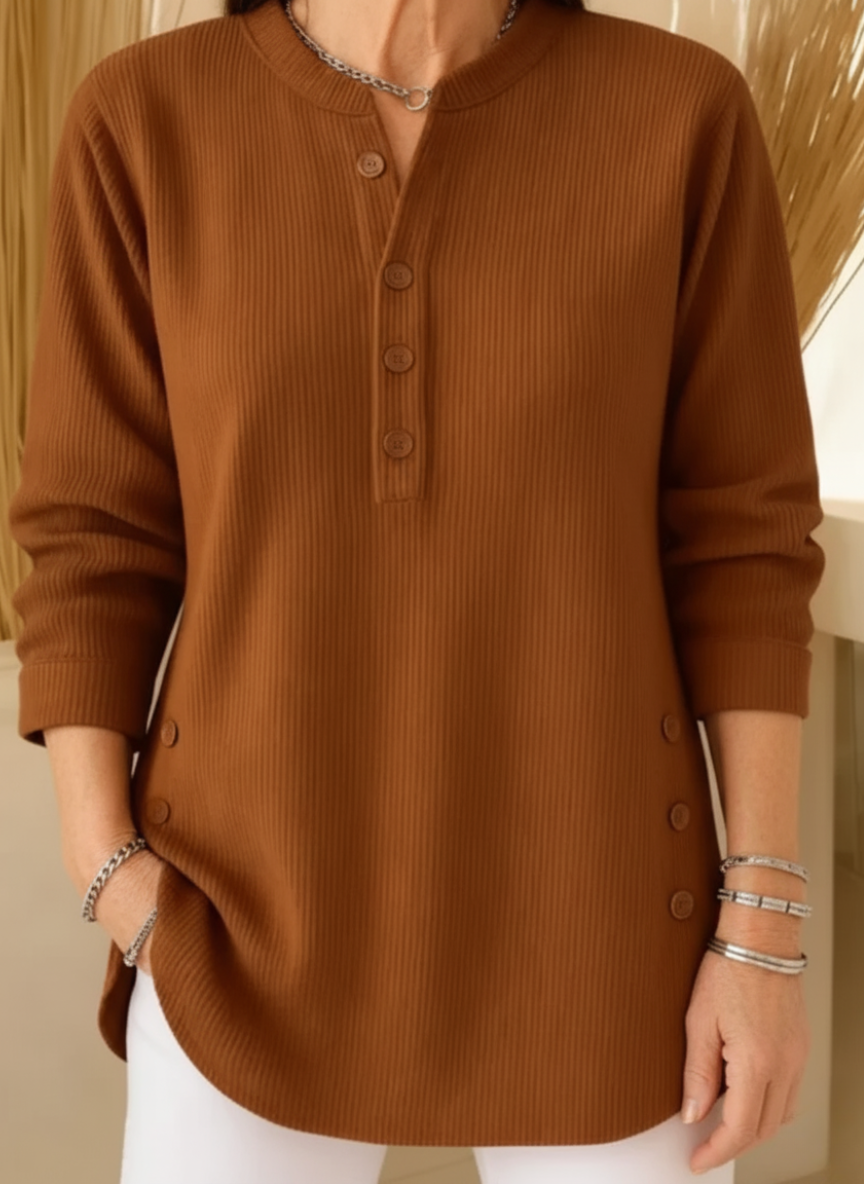 Amelie™ | Haut Henley Décontracté et Élégant