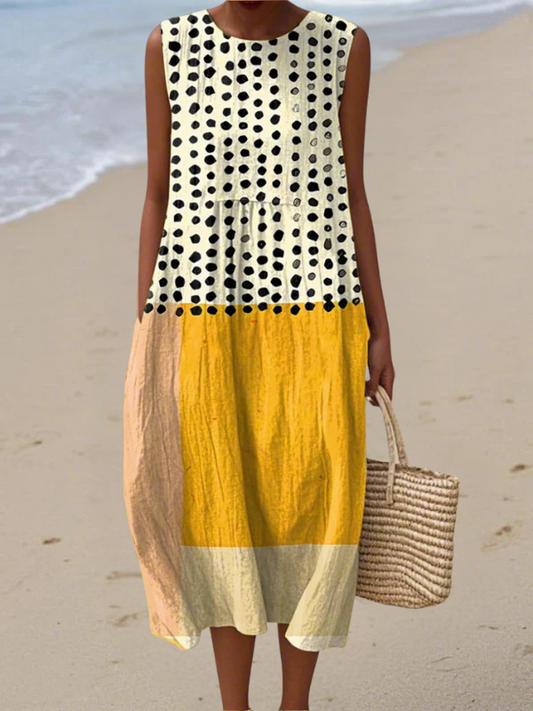 Leah | Robe Midi à Pois en Colorblock