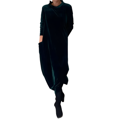 Roxanne - Élégant robe longue en velours avec poches pour femmes