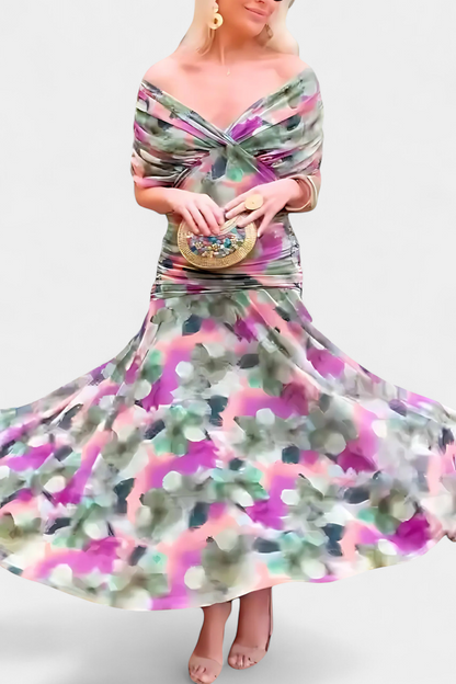 VIVIAN | ROBE LONGUE À FLEURS AVEC ENCOLURE EN V