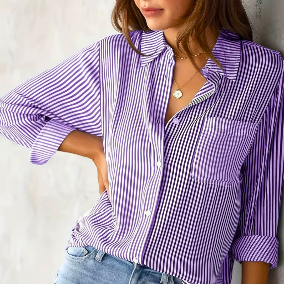Blouse Rayée Décontractée pour Femmes
