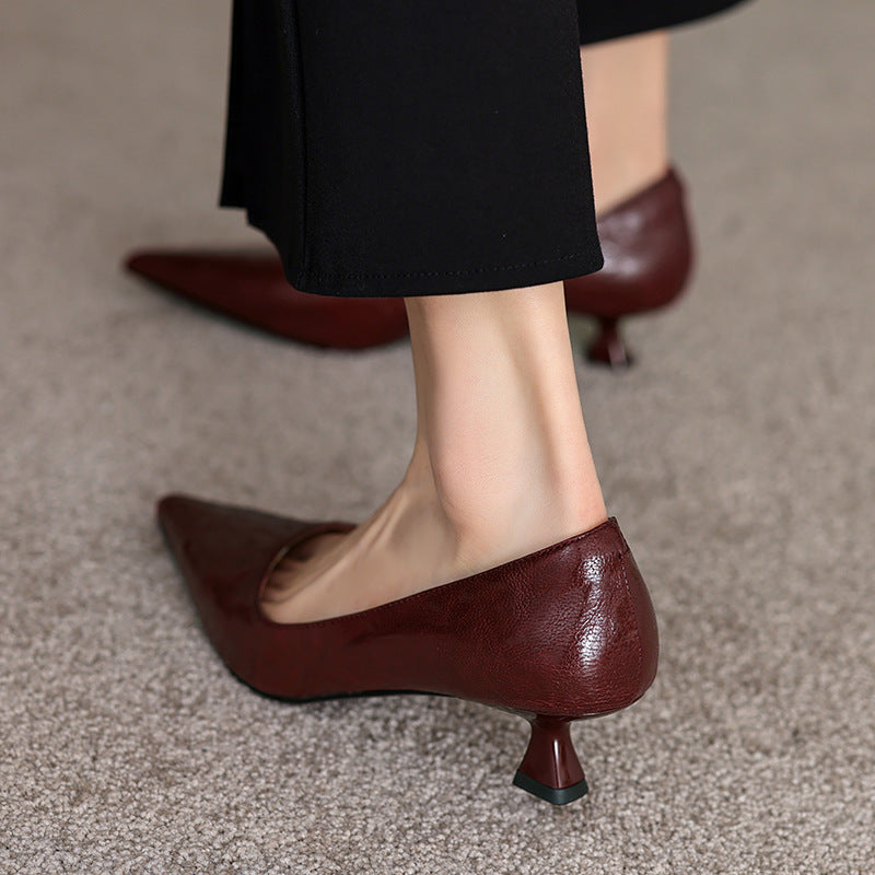 Annie - Bottines en cuir élégantes à talon moyen pour femme