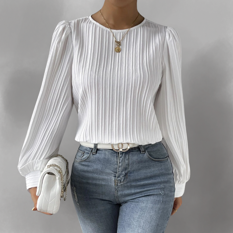 Carly – Blouse Longue à Manches Plissées
