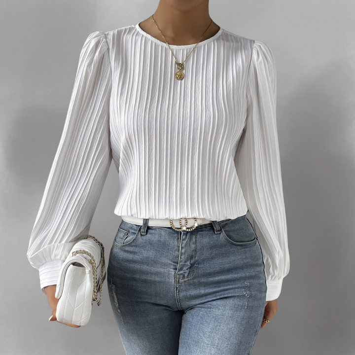 Carly – Blouse Longue à Manches Plissées
