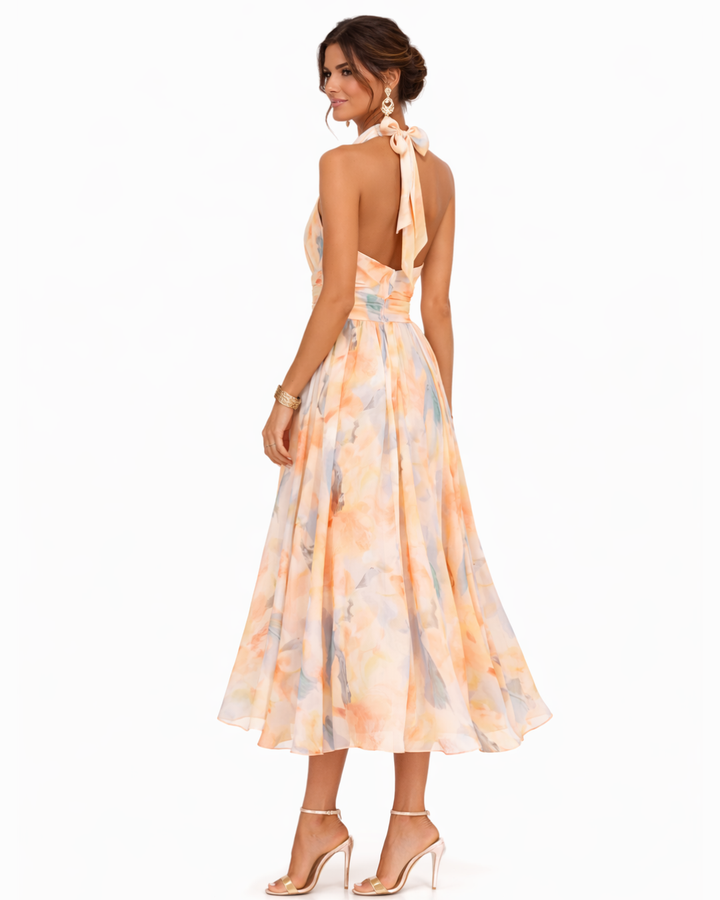 Aurora™ | Robe à col halter avec imprimé aquarelle