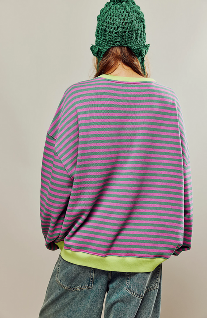 LINDA - PULL OVERSIZE À RAYURES