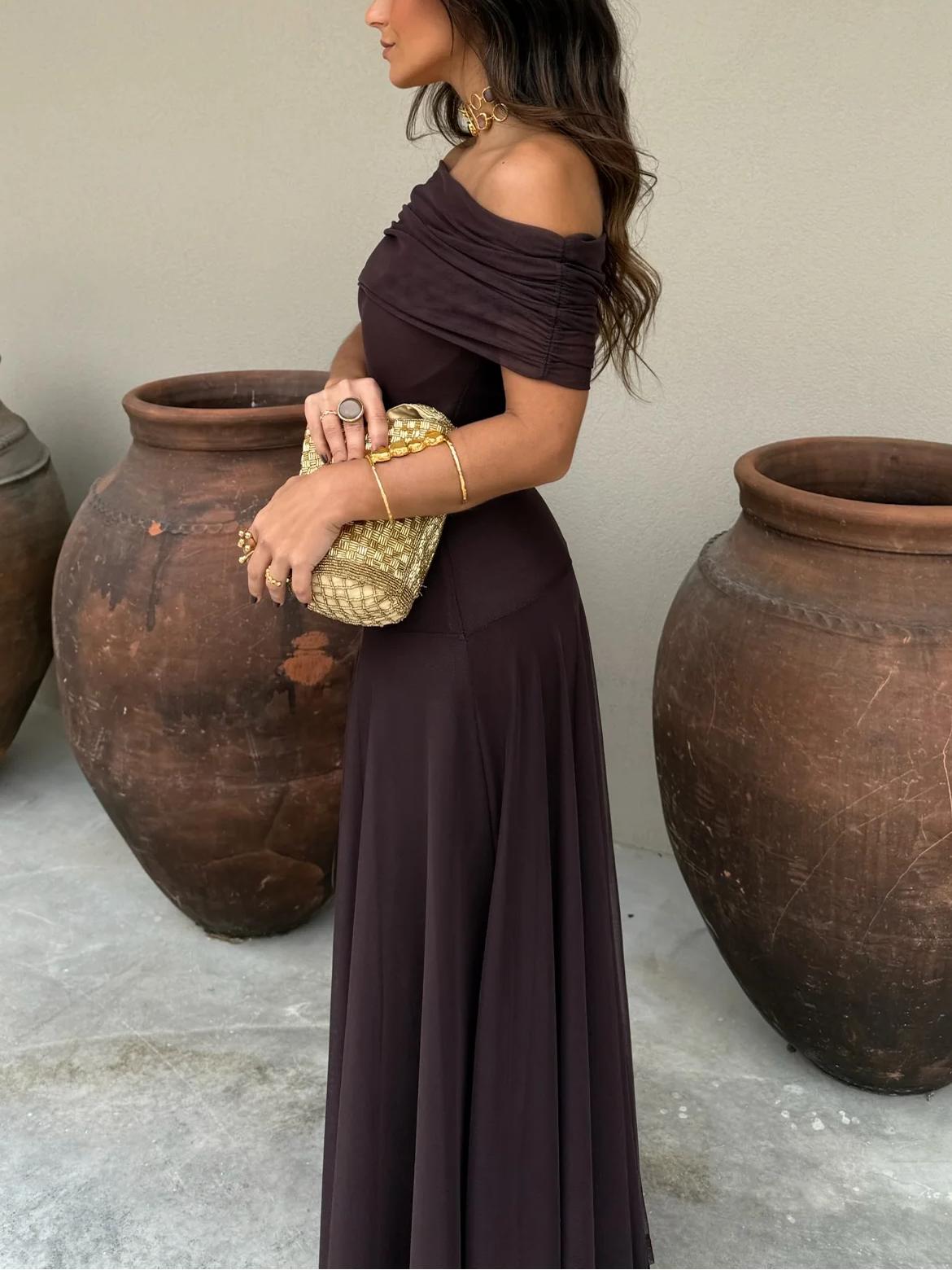 JAYLA - ROBE ASYMÉTRIQUE EN MESH À UNE ÉPAULE
