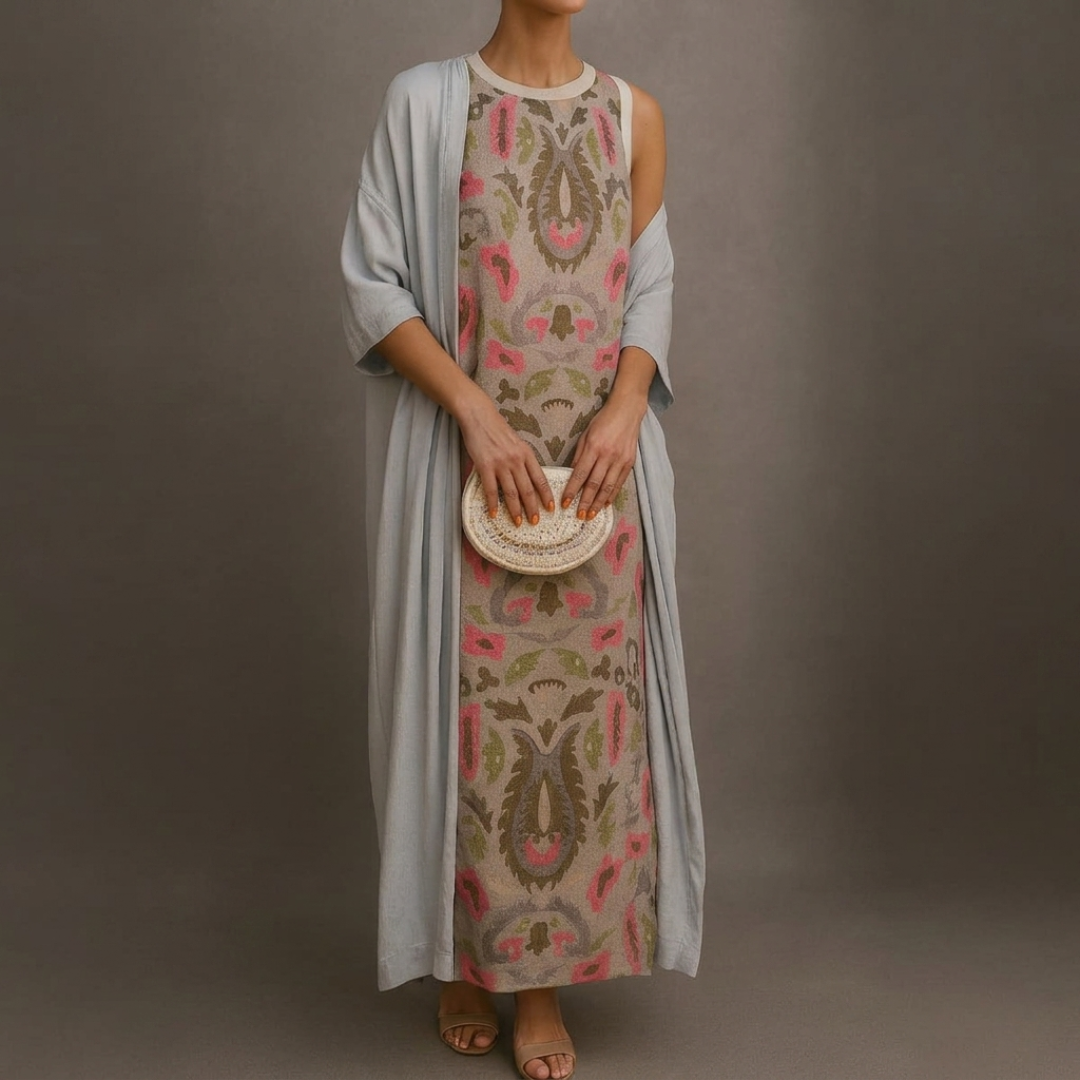 Daniela™ | Robe Longue Imprimée avec Gilet Coordonné