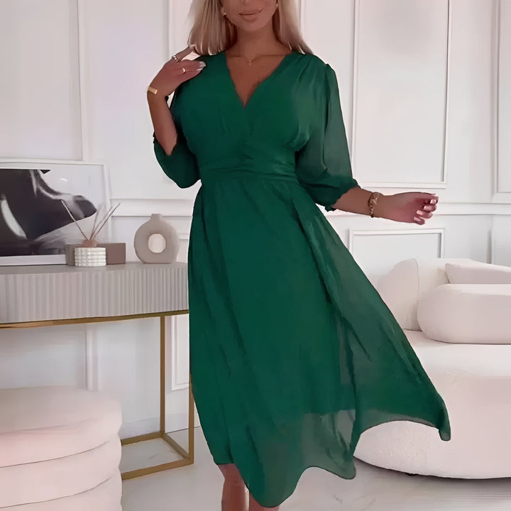 Amelia - Robe enveloppante décontractée à manches longues pour femmes